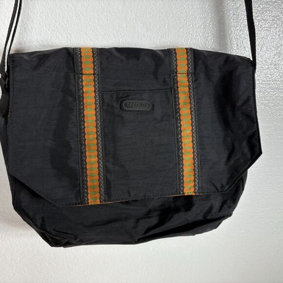 Baggallini Cross Body Messenger Bag Tote Black Orange Padded Slot Inside - Picture 1 of 15